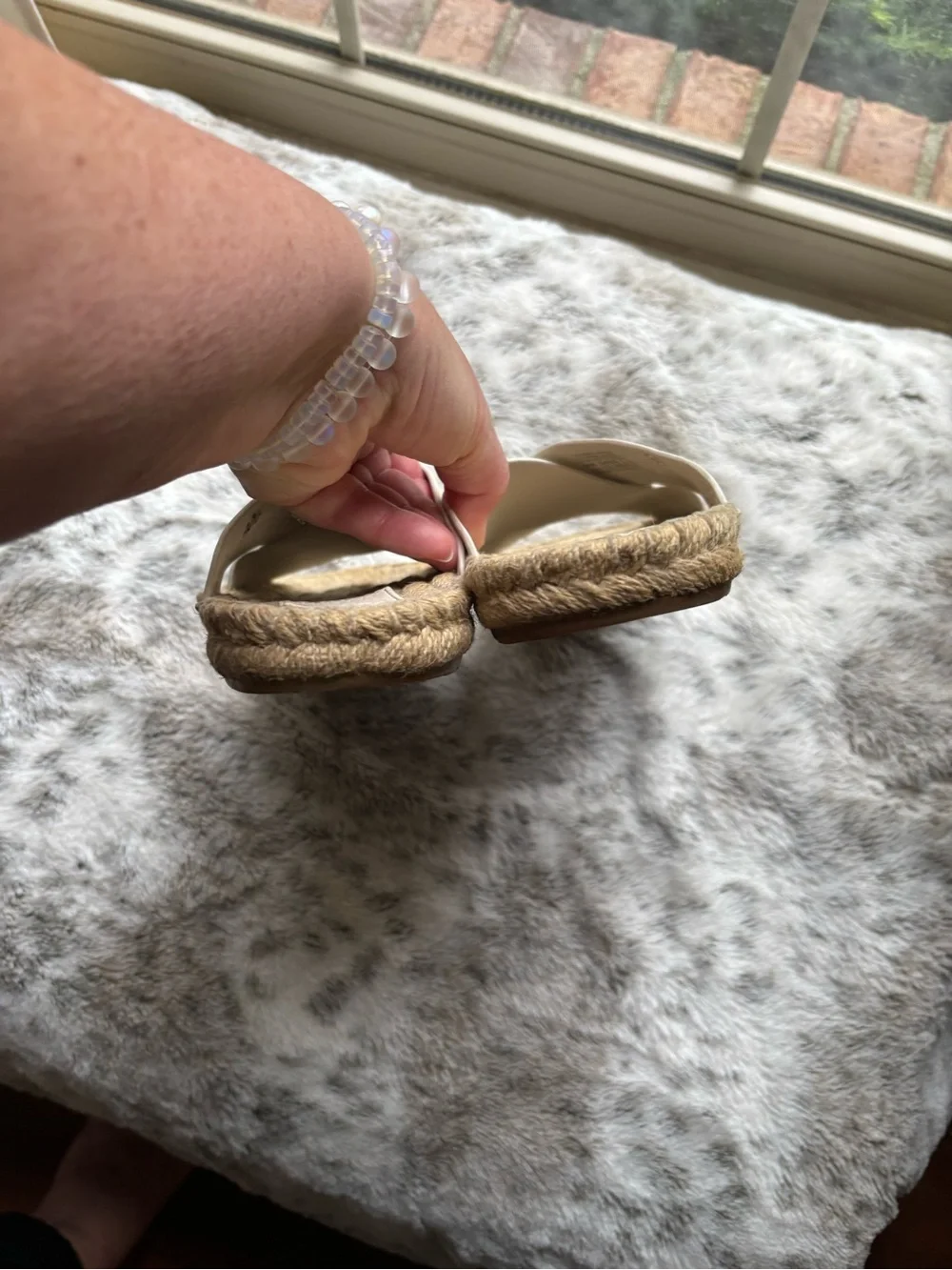 Tory Burch Cream Leather Cross-Strap Espadrille Sandals